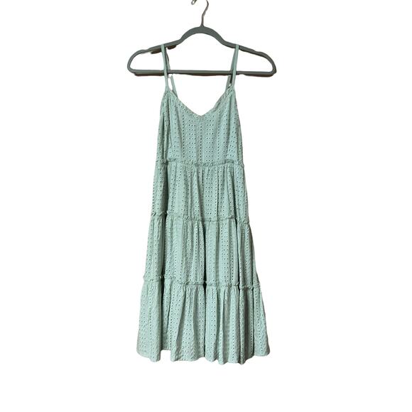 Sin & sam Sleeveless Tiered Dress In Cotton Eyelet mint green SZ M - Picture 8 of 11
